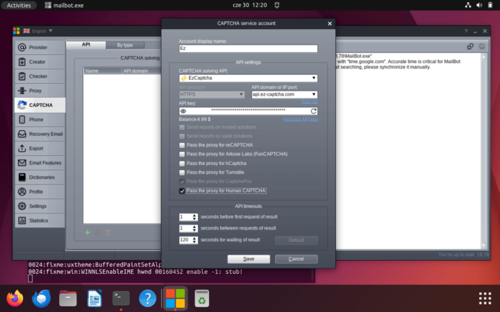 MailBot runs under Wine in Ubuntu