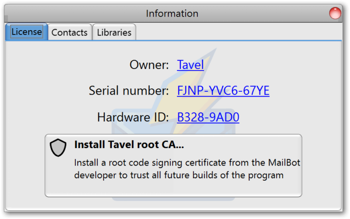 MailBot license information MailBot license information