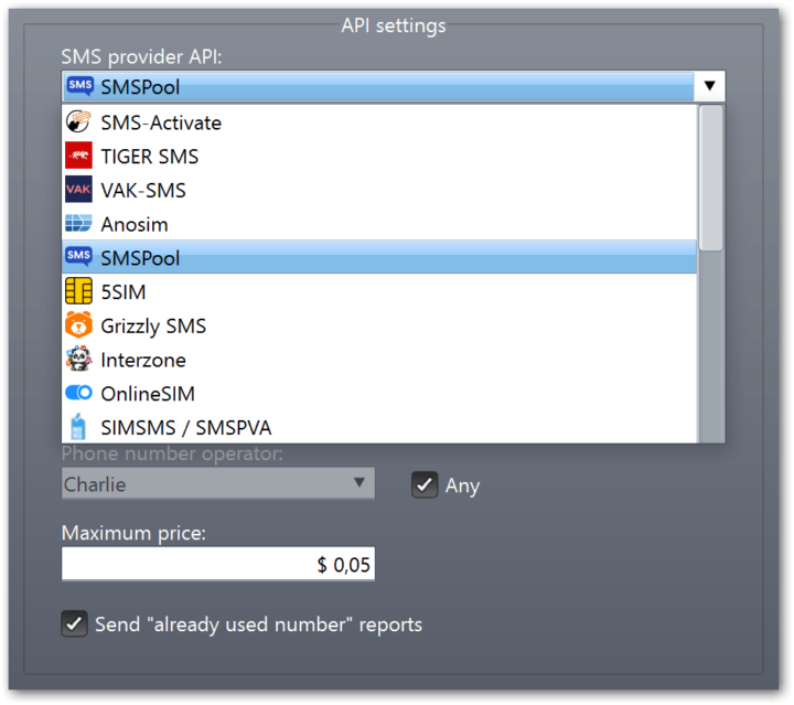Your own API in the list of phone verification providers APIs SMS API list in MailBot