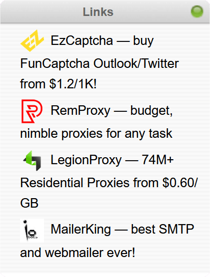 Ad links in a widget Ad links in a widget